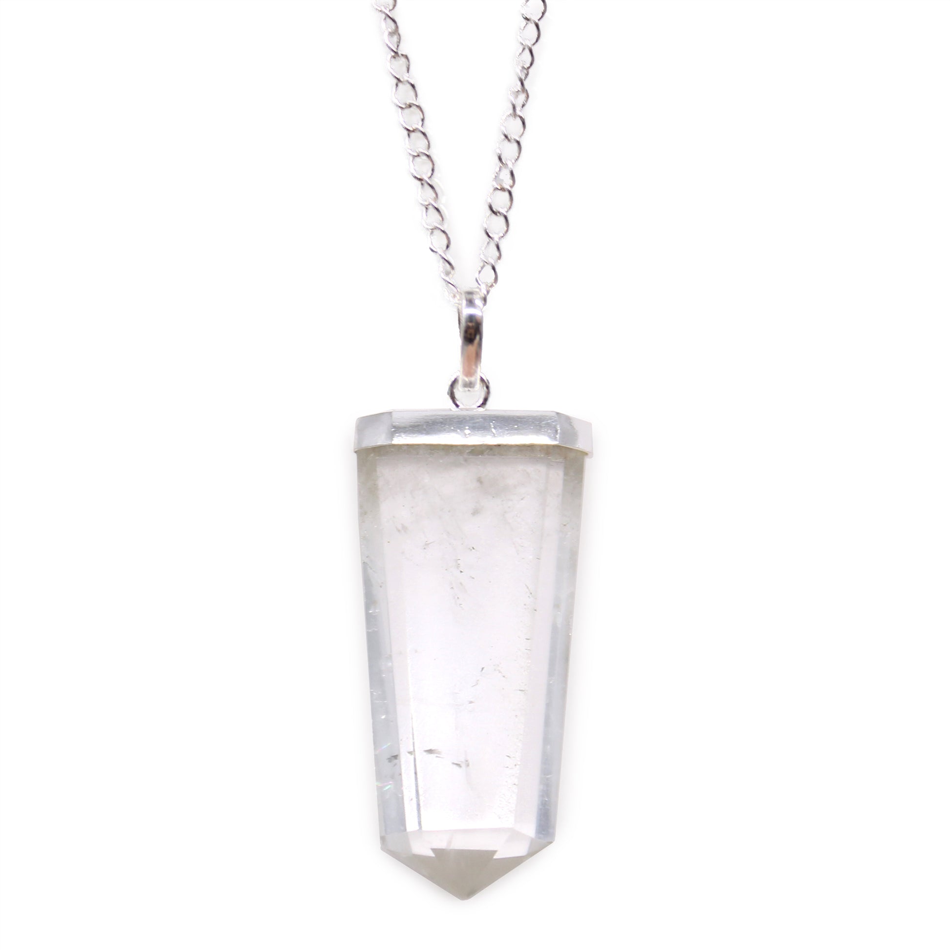 Gemstone Flat Pencil Pendant - Rock Quartz